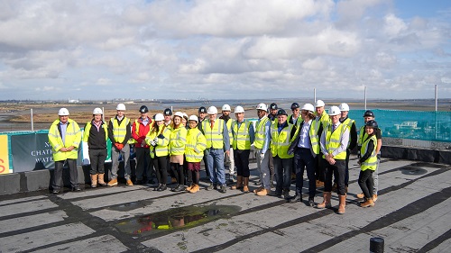 Luxury development overlooking historic Chatham docks reaches peak height as X1 Chatham Waters tops out